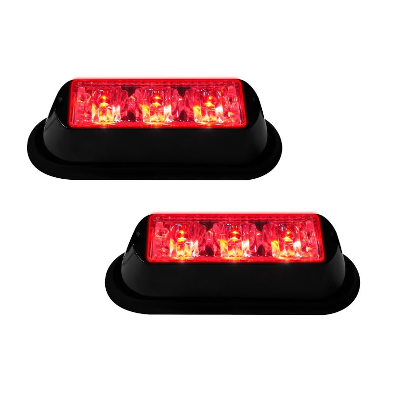 YM EBright YM E-Bright 2-Pack Red 3 LED Car Flash Light DRL Truck Emergency Strobe Flash Warning Light 12-24V - Image 1